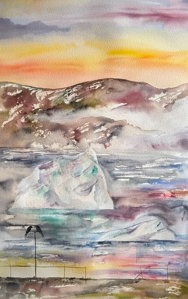 Akvarel Maleri inspiration fra Narsaq by