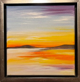 Solnedgang, Greenland. Ilulissat Maleri 20 x 20 cm